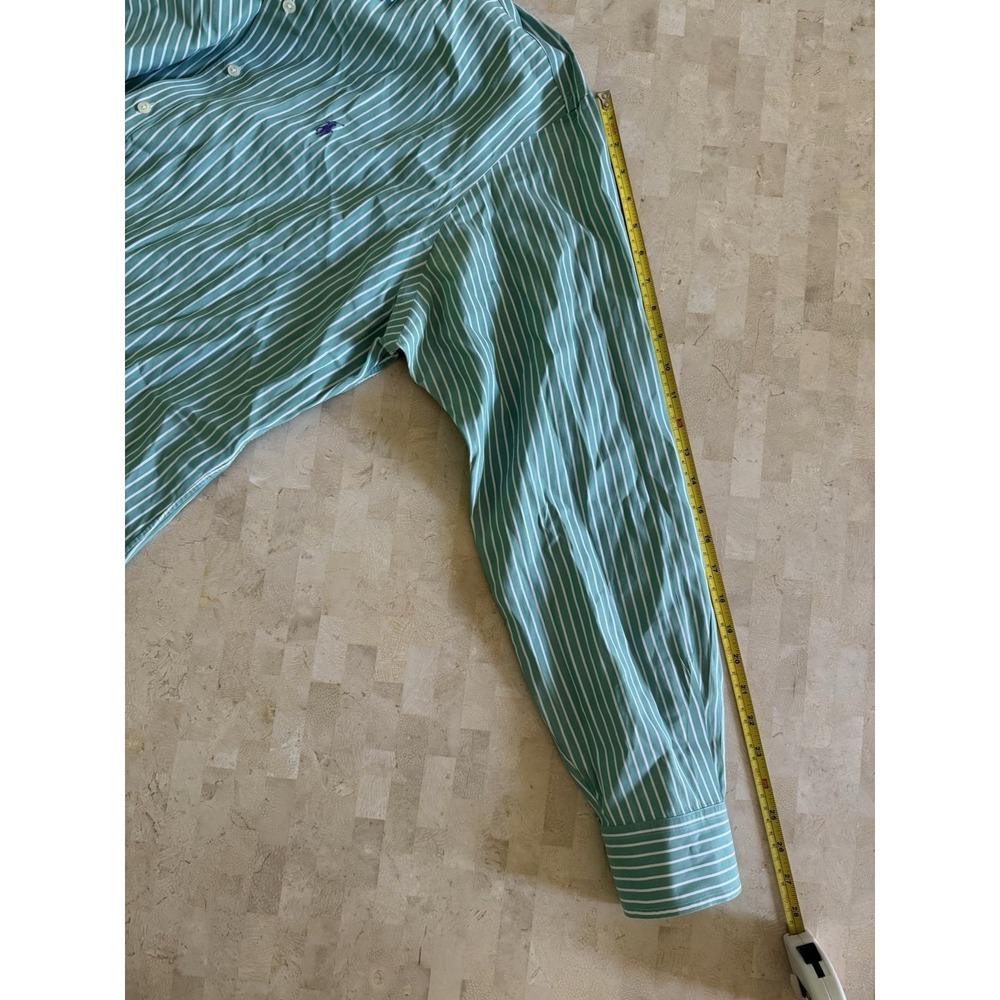 Polo Ralph Lauren Striped Shirt Mens XL Green 100% Cotton Classic Fit Preppy - Picture 9 of 10